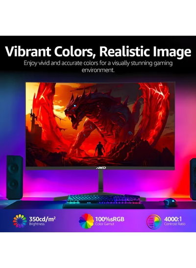 Niko 27NMSX  Curved Gaming Monitor, 27-inch, 2K, QHD, 165Hz, Eye Protection Technology- Black product image 4