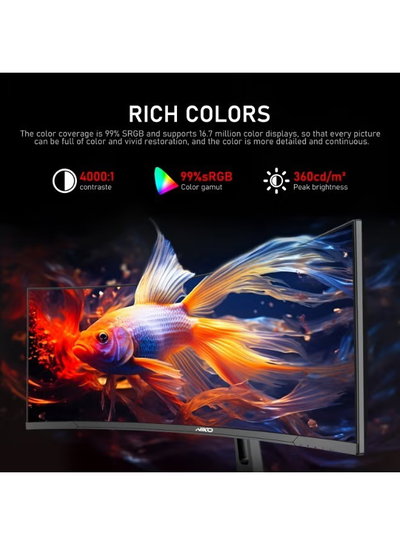 شاشة العاب منحنية نيكو، 34 بوصة،WQHD، 165 هرتز، منفذ USB Type-C، 27NMSX - اسود product image 3