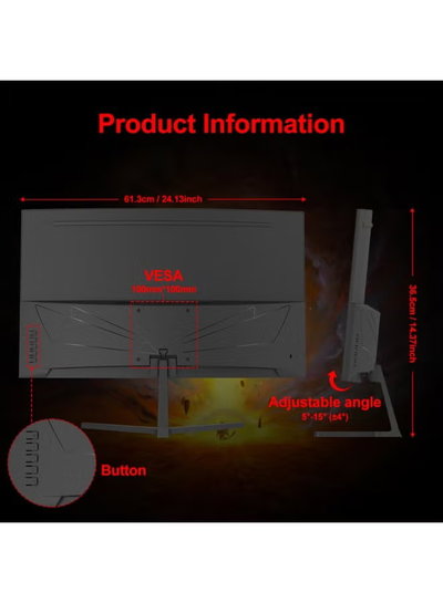 Niko 27NMSX  Curved Gaming Monitor, 27-inch, 2K, QHD, 165Hz, Eye Protection Technology- Black product image 7