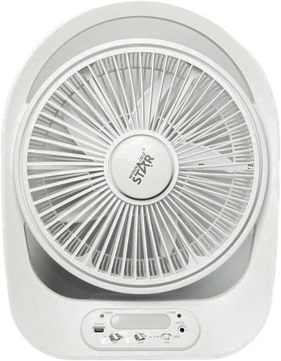 مروحة طاولة ويننج ستار، 12 بوصة، بطارية 6 فولت، سرعتان، شاشة ديجيتال، ST-4056 - ابيض product image 1