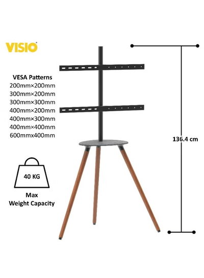 حامل تلفزيون ارضي معدن فيسيو، 32-75 بوصة،رف معدني، VWC3275 - اسود خشبي product image 4
