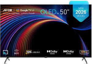 تلفزيون سمارت بدون اطار اركيو، 50 بوصة، QLED، 4K UHD، نظام جوجل، RO-50LCQ120 - اسود product image