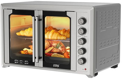 فرن كهربائي ويننج ستار، 100 لتر، 2800 واط، باب زجاج، شواية دوارة، ST-9852 - فضي product image 1