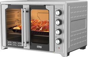 فرن كهربائي ويننج ستار، 75 لتر، 2800 واط، باب زجاج، شواية دوارة، ST-9851 - فضي product image