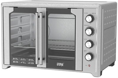 فرن كهربائي ويننج ستار، 75 لتر، 2800 واط، باب زجاج، شواية دوارة، ST-9851 - فضي product image 6