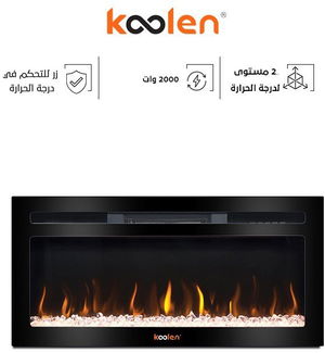 دفاية ديكور بشاشة بتأثير لهب كولن، 2000 واط، 80.8 سم، 2 مستوي للتحكم بالحرارة، مكبر صوت مدمج، تدعم البلوتوث، ريموت كنترول، 807102034 - اسود product image 2