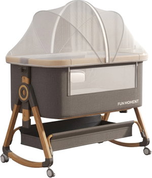 سرير اطفال فان مومنت، 93×50 سم، ناموسية قابلة للفصل - رمادي product image