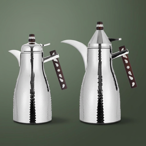 Alsaif Gallery Falwah Thermos Set, 2 Pieces, 1/1 Liter, Glass inner container, Stainless Steel Body - Silver product image
