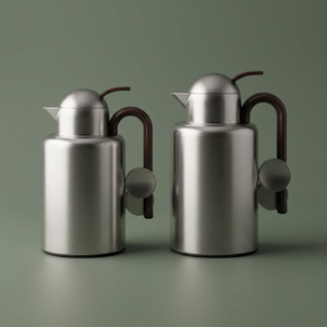 AlAl Saif Gallery Ikram Thermos Set, 1/1.5 Liter, Glass Inner Material, Wooden Handle - Silver product image