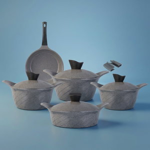 Tornado Granite Cookware Set, 9 Pieces, 20 / 24 / 24 / 28 / (28) cm, Korean - Gray product image