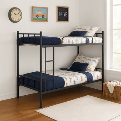 سرير مزدوج حديد، 153×90×190 سم - أسود product image 1