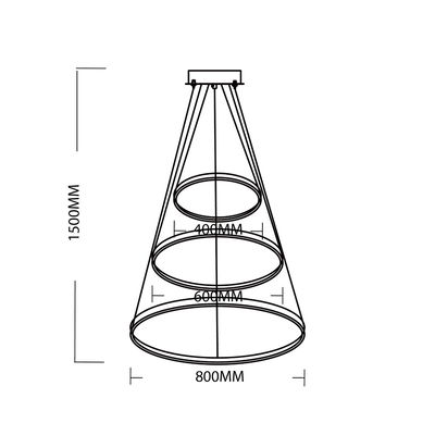 Meshkati Model  Chandelier, 3 rings, 40 x 60 x 80 cm, 3000 Kelvin, 55 Watt, acrylic aluminum - black product image 3