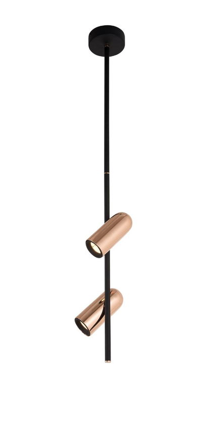 Meshkati modern pendant lighting, 2 bulbs, 117.5 x 15 cm, aluminum and glass - black copper product image 1