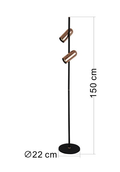 أبجورة أرضية مشكاتي، 150×22 سم، 6 واط، 2 لمبة، حديد ألومنيوم - إسود product image 3