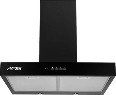 Arrow RO-60RHMB Kitchen Extractor, 60cm, 270W, High Suction Speed, 1000 m³/h Suction Power, 4 Filters - Black product image 1