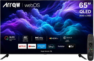 Arrqw RO-65LPWQ 65-inch Frameless Smart TV, 4K UHD, QLED, WEBOS System - Black product image