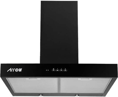 Arrow RO-90RHMB Kitchen Extractor, 90cm, 270W, High Suction Speed, 1000 m³/h Suction Power, 5 Filters - Black product image 1
