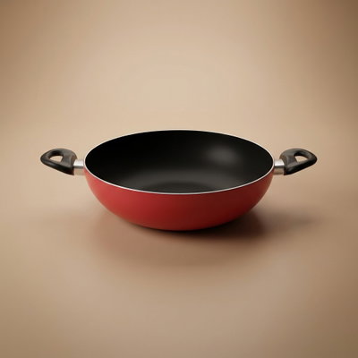 مقلاة ووك ستانلس ستيل مع طبقة غير لاصقة مستر كوك، 34×9.5 سم - احمر اسود product image 1