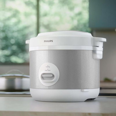 Philips Hd3008/30 Rice Cooker, 775W, 1.8L, Aluminum Pot - White Gray product image 2