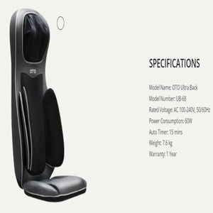 نصف كرسي مساج انتويت الترا باك، تدليك 3D، وتحكم سلكي، 8 رؤوس تدليك - اسود product image 2