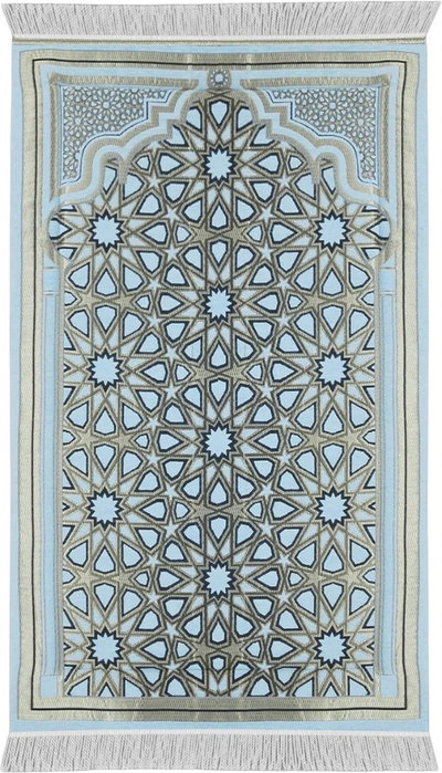 Back Comfort Andalusian velvet prayer rug, 2.5 cm thick, 120 x 80 x 2.5 cm - Light Blue product image 2