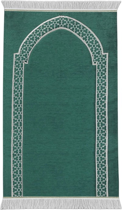 Back Comfort Al-Huda Prayer Mat, Velvet , 2.5 cm Thickness, 120 x 80 x 2.5 - Green product image 2