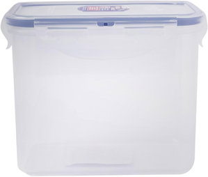 Silicone food container, 1.5L, rectangular, with a transparent blue lid. product image