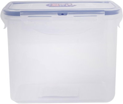 Silicone food container, 1.5L, rectangular, with a transparent blue lid. product image 1
