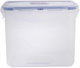 Silicone food container, 1.5L, rectangular, with a transparent blue lid. product image 1