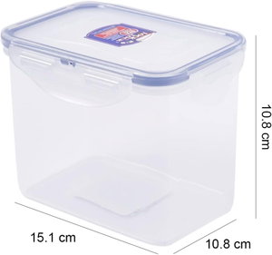 Silicone food container, 1.5L, rectangular, with a transparent blue lid. product image 2
