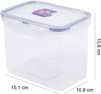 Silicone food container, 1.5L, rectangular, with a transparent blue lid. product image 2