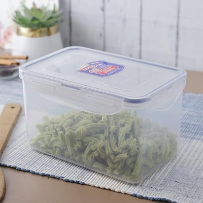 Silicone food container, 1.5L, rectangular, with a transparent blue lid. product image 3