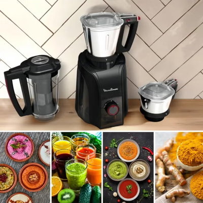 خلاط ومطحنة جريند ماكس مولينكس، 550 واط، ثلاث أوعية، ثلاث سرعات، LM701827/10A - أسود احمر product image 6