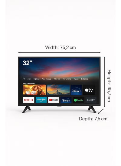 QLD SRET-32S1 Smart TV without frame, 32 inches, HD, LED screen, Android 14 system - black product image 3