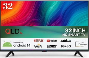 QLD SRET-32S1 Smart TV without frame, 32 inches, HD, LED screen, Android 14 system - black product image
