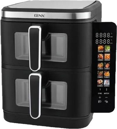 قلاية هوائية مزدوجة دينكس، 2800 واط، 5.5+5.5، لتر، تعمل باللمس، DX4001 - اسود product image 1