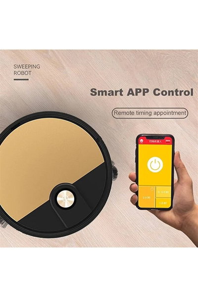 مكنسة روبوت ذكية رواي، مدة تشغيل 90 دقيقة، تحكم عبر تطبيق، RA1 - اسود ذهبي product image 3