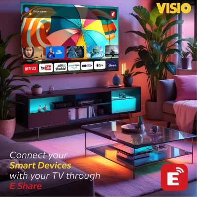 Visio 50VSJ Smart LED TV, 50-inch, 4K UHD, Android 15, Frameless, 3 HDMI Ports, 2 USB Ports, AV Port, Built-in Satellite Receiver, Wi-Fi, Wall Mount - Black product image 6