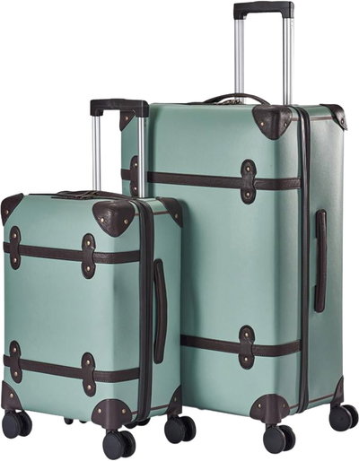 طقم شنط سفر جلد صناعي ليمرا، 2 مقاس، 4 عجلات، GL-9902 - اخضر فاتح product image 1