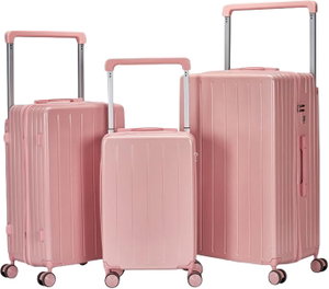 طقم شنط سفر بولي كربونات ليمرا، 3 مقاسات، 4 عجلات، OT-9018 - زهري product image