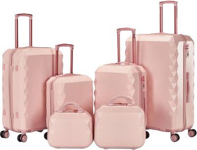 طقم شنط سفر ABS ليمرا، 6 مقاسات، 4 عجلات، WM-225 - زهري product image 1