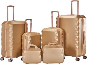 طقم شنط سفر ABS ليمرا، 6 مقاسات، 4 عجلات، WM-226 - ذهبي product image