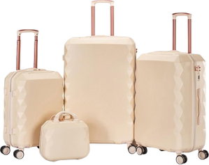 طقم شنط سفر ABS ليمرا، 4 مقاسات، 4 عجلات، WM-227 - بيج product image