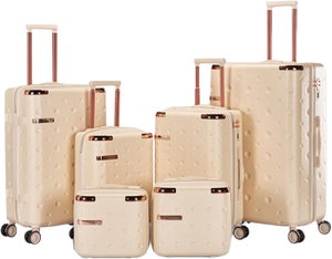 طقم شنط سفر ABS ليمرا، 6 مقاسات، 4 عجلات، WM-237 - بيج product image