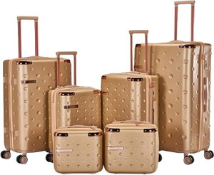 طقم شنط سفر ABS ليمرا، 6 مقاسات، 4 عجلات، WM-240 - ذهبي product image