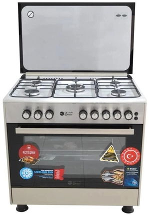 فرن غاز ستانلس ستيل دانسات، 60×90 سم، 5 شعلات، DAN90GOS - فضي اسود product image