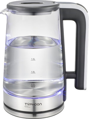 غلاية كهربائية تايفون، 2200 واط، 2.3 لتر، TY-01-007 - شفاف فضي product image