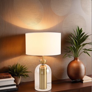 Mishkati Modern metal and glass lampshade, 60 cm - transparent gold product image