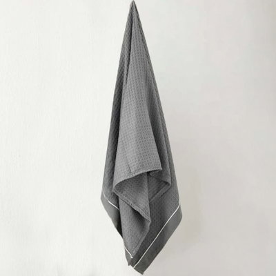 منشفة استحمام وافل بوليستر بولي اميد ريفي، مقاس كبير، 80×160 سم - رمادي product image 1