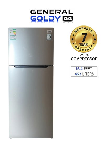 ثلاجة ديفروست جنرال جولدي، 463 لتر، 16.4 قدم، فريزر علوي، انفرتر، GRM463NF - فضي product image 2